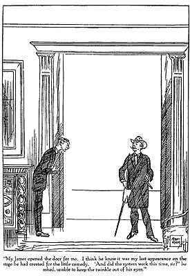 My James opened the door for me. I think he knew it was my last appearance on the stage he had created for the little comedy. 'And did the system work this time, sir?' he asked, unable to keep the twinkle out of his eyes.